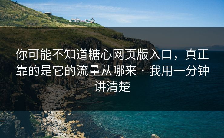 你可能不知道糖心网页版入口，真正靠的是它的流量从哪来 · 我用一分钟讲清楚