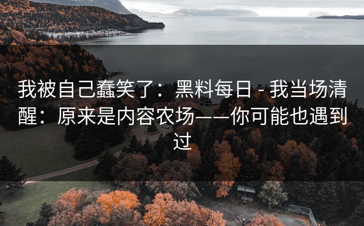 我被自己蠢笑了：黑料每日 - 我当场清醒：原来是内容农场——你可能也遇到过